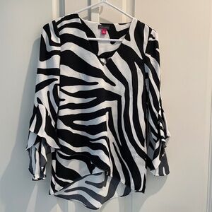 Vince Camuto Brand New with Tags Zebra Print Silky Women's Shirt